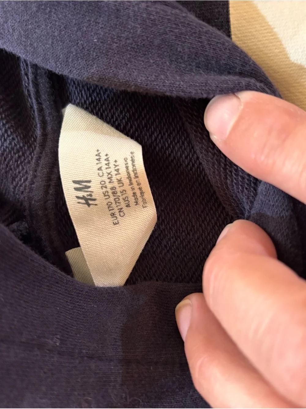 H&M Navy Hoodie with Cream '35' Front Graphic